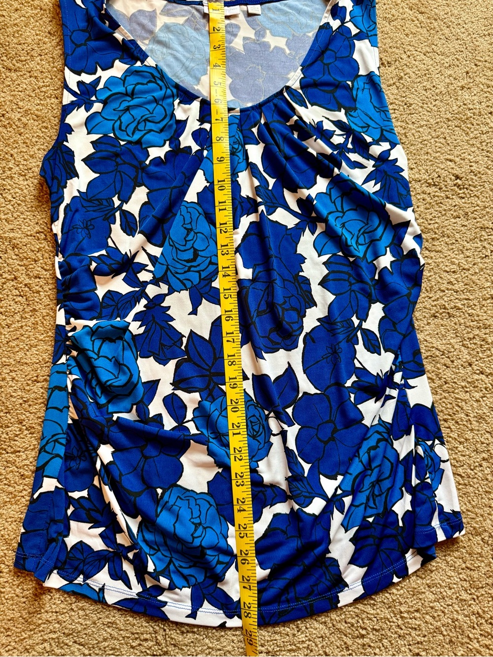 New York & Company Blue and White Floral Sleeveless Tank Top Blouse Size XL - Picture 6 of 7
